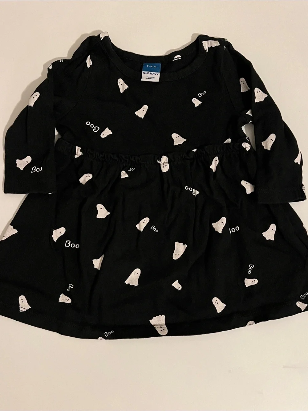 Old Navy | Baby Black Dress with White Ghost Print — Long Sleeve Size 0-3 Months